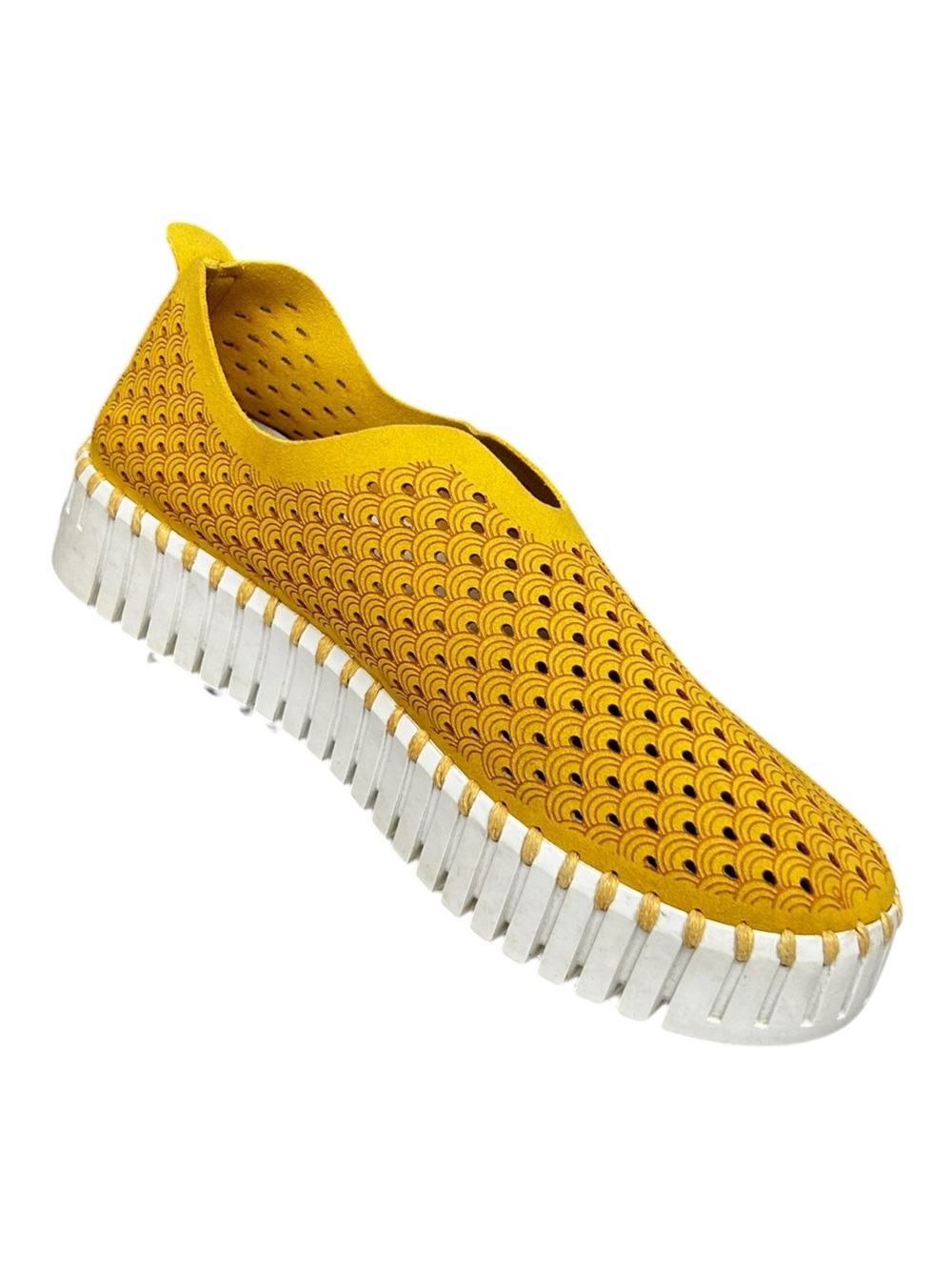 Ilse Jacobsen Tulip Slip-On Shoes Golden Rod Yellow Laser Cut Flats EU 39 US 8.5